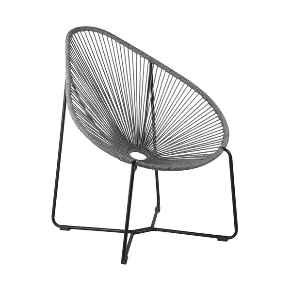 Armen Living Acapulco Indoor Outdoor Steel Papasan Lounge Chair with Gray Rope LCACSIGRY - main